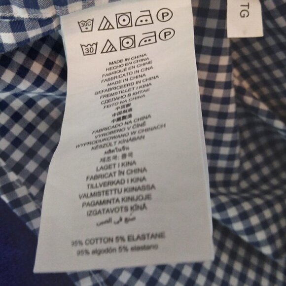 Michael Kors | Trim Stretch Blue Check Shirt Button Front | Size XL - Picture 10 of 10